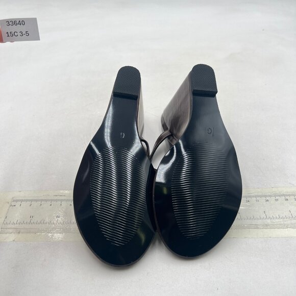 Milooey shoes Brown Round Toe Flip Flops Sandals Wedge High Heels Slip On Shoes - Picture 7 of 8